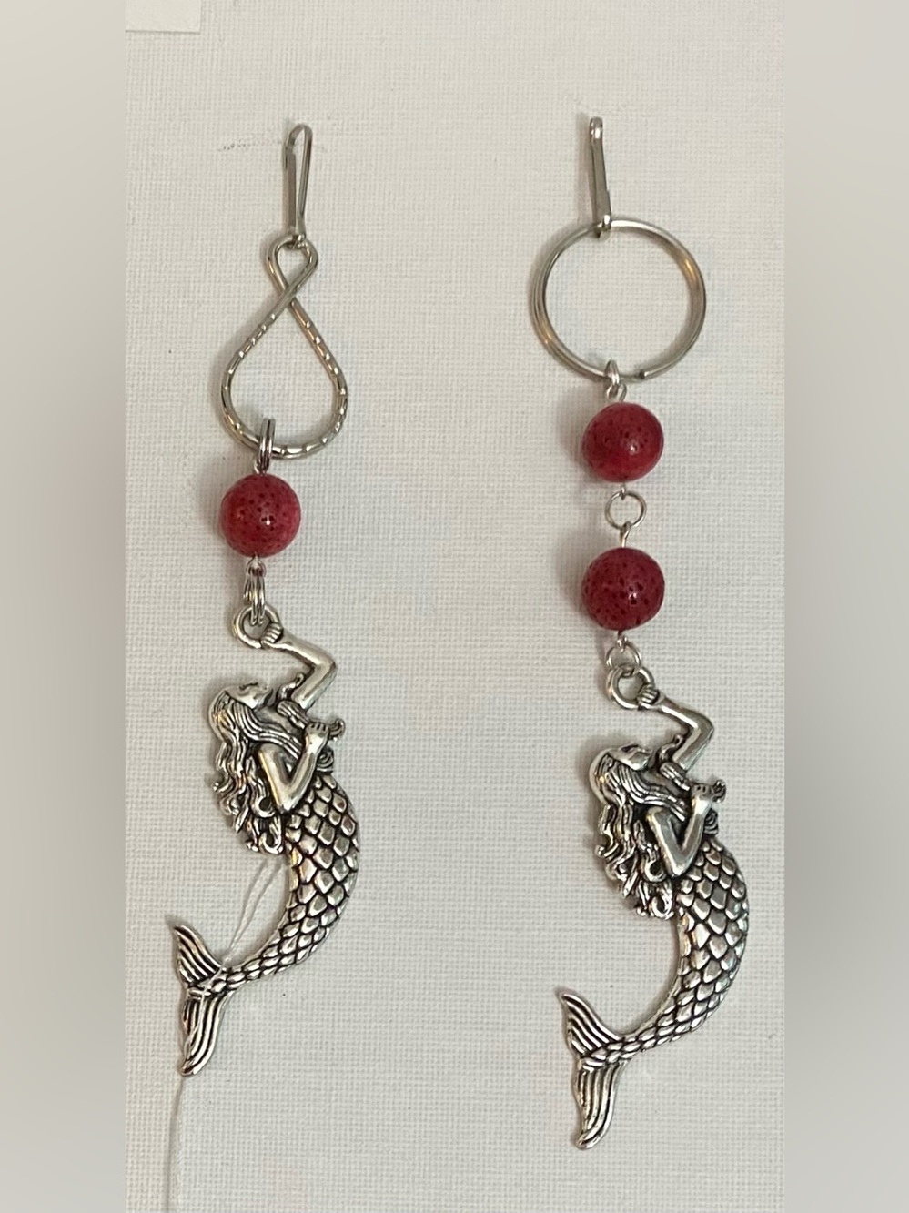 NEW Mermaid Keychains or purse charms with Coral crystal gemstones
